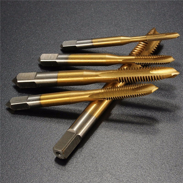 5pcs M3-M8 HSS Spiral Point Tap Straight Flute Metric Titanium Machine Screw Tap