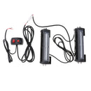 1 Pair Universal Car Grill Flashing COB LED Light Bar with Switch Kit - Red and Blue