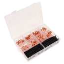 245PCS Open Barrel Wire Crimp Copper Ring Lugs Terminal Connector with Heat Shrink Tubing Assortment Kit