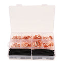 245PCS Open Barrel Wire Crimp Copper Ring Lugs Terminal Connector with Heat Shrink Tubing Assortment Kit