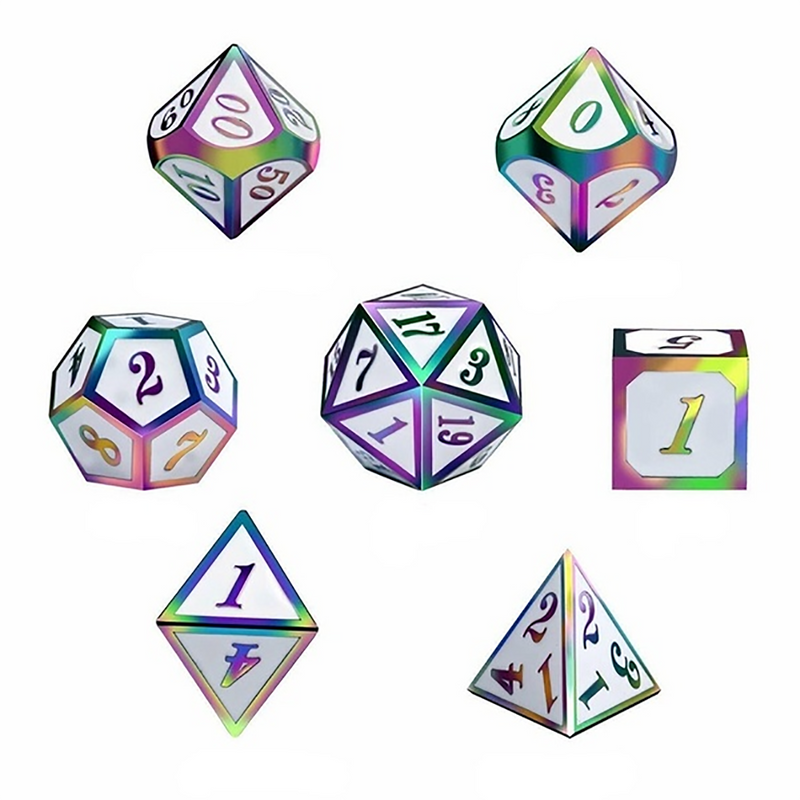 7 Pcs/Set Alloy Metal Dice Set Playing Game Poker Card Dungeons Dragons Party Board Game Toy