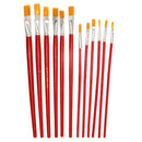 1 Set Red Rod Nylon Hair Painting Brush 6/12pcs Per Set For Oil Painting Flat Hair Brush Students Art Painting Stationery Washable Painting Pens