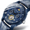 TEVISE T851A Moon Phase Automatic Mechanical Watch Roman Number Leather Band Men Watch
