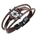 Punk Alloy Rudder Bracelet Cowhide Leather Bangle Wristband Men Jewelry