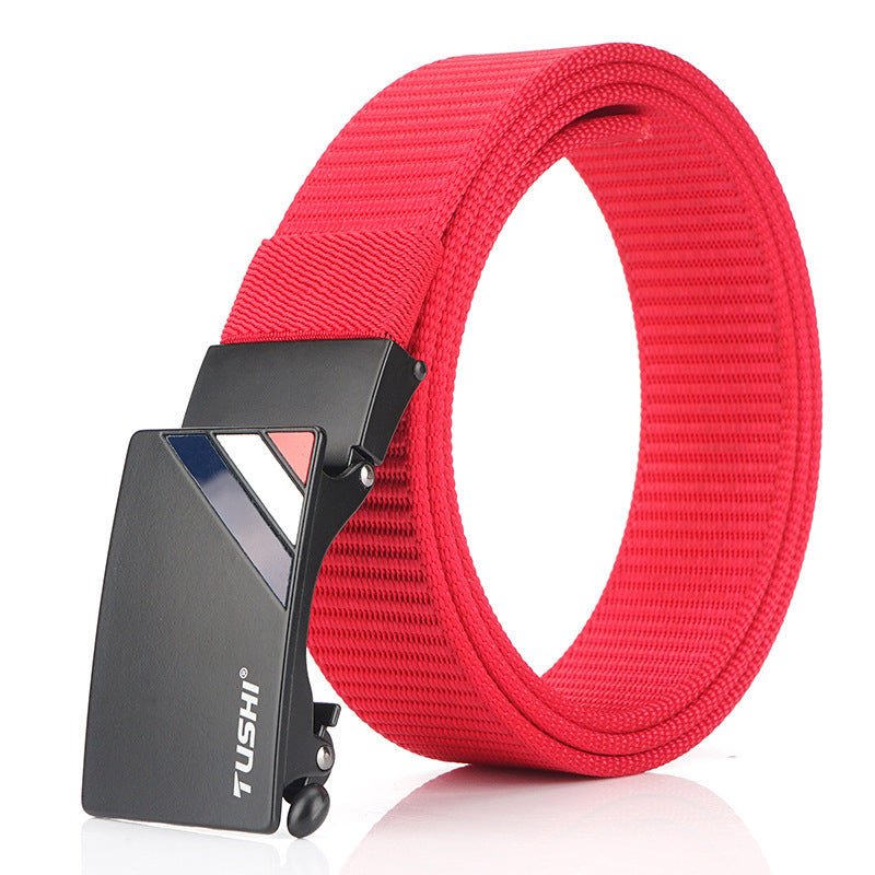 TUSHI 125cm Thick Nylon Belt Quick Release Metal Buckle Business Tactical Belt