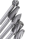 Drillpro 5Pcs DGLFA 6x10mm Double Cut Tungsten Carbide Rotary Burr Set 6mm Shank for DIY Wood Carving Metal Polishing Engraving Drilling