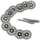 10pcs 22mm Diamond Coated Saw Blade 9 Holes Cutting Discs with 2pcs Mandrel for Dremel