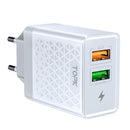 TOPK 28W QC3.0 Dual USB Port Fast Charging USB Charger Adapter For iPhone 11 Pro Huawei P30 Mate 30 Xiaomi 9 Pro S10+ Note10