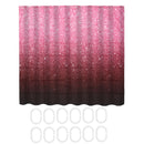 Gradient Pink Waterproof Shower Curtain with White C-type Hook Bathroom Mat