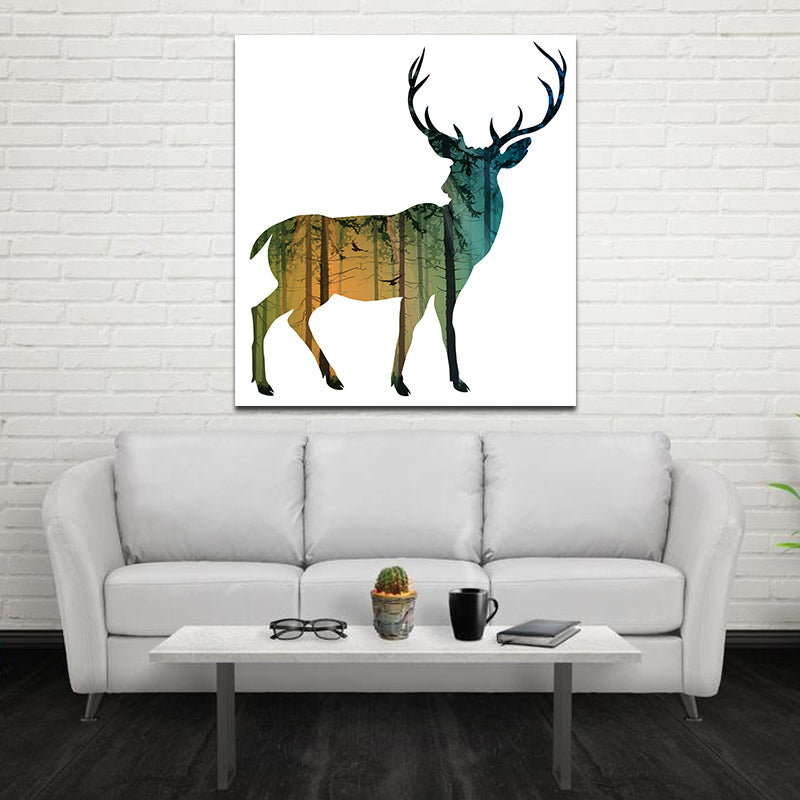 Miico Hand Painted Oil Paintings Simple Style-D Side Face Deer Wall Art For Home Decoration Paintings