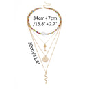 Trendy Geometric Key Snake Pendant Chain Necklace Multi-layer Color Rice Beaded Pearl Necklace