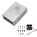 Black/Silver Aluminum Alloy Case Protective Metal Enclosure with Cooling Fan For Raspberry Pi 4