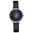 SHENGKE SK K0123 Leaves Pattern Crystal Flowers Female Fashion Elegant Women Ladies Leather Quartz Watch