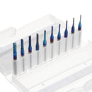 Drillpro 10pcs 0.8-3.175mm Blue NACO Coated PCB Bits Carbide Engraving Milling Cutter For CNC Tool Rotary Burrs