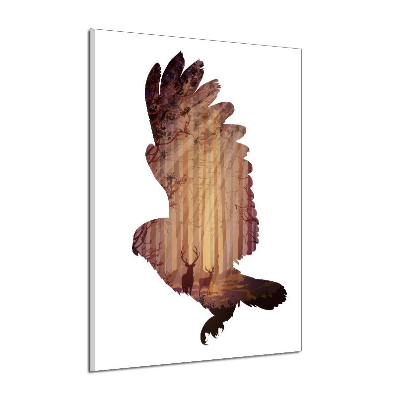 Miico Hand Painted Oil Paintings Simple Style-B Flying Owl Wall Art For Home Decoration Painting