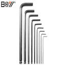BOY 6205 9Pcs 1 Set Hex Key Wrench 1.5/2/2.5/3/4/5/6/8/10mm Hand Tool Ball Point End Silver Tone