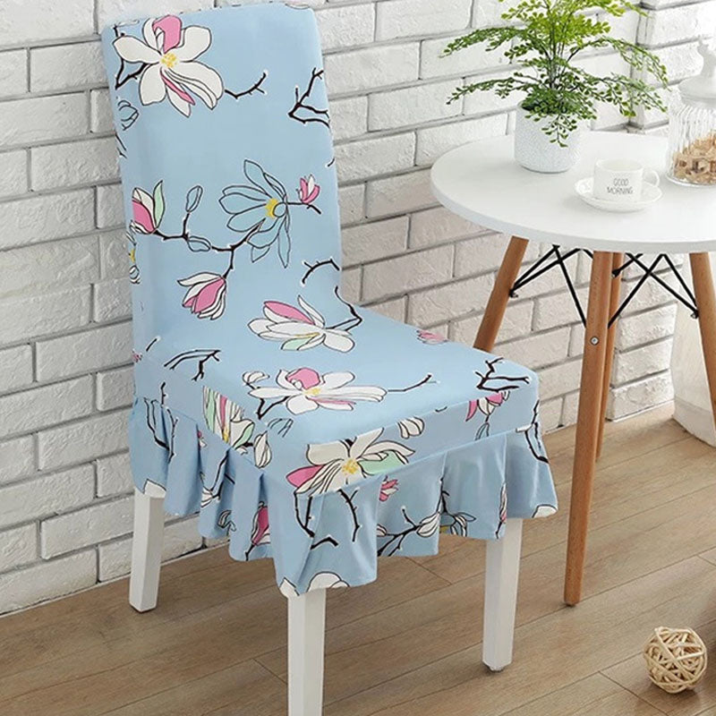 KCASA WX-PP5 Elegant Flower Elastic Stretch Chair Seat Cover With Skirt Hem Dining Room Home Wedding