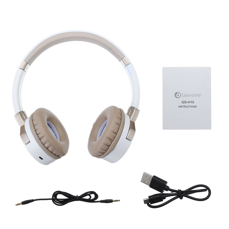 Glamshine GS-H10 Wireless bluetooth 5.0 Headphone 3.5mm AUX-in TF Card Stereo Foldable Headset with Mic