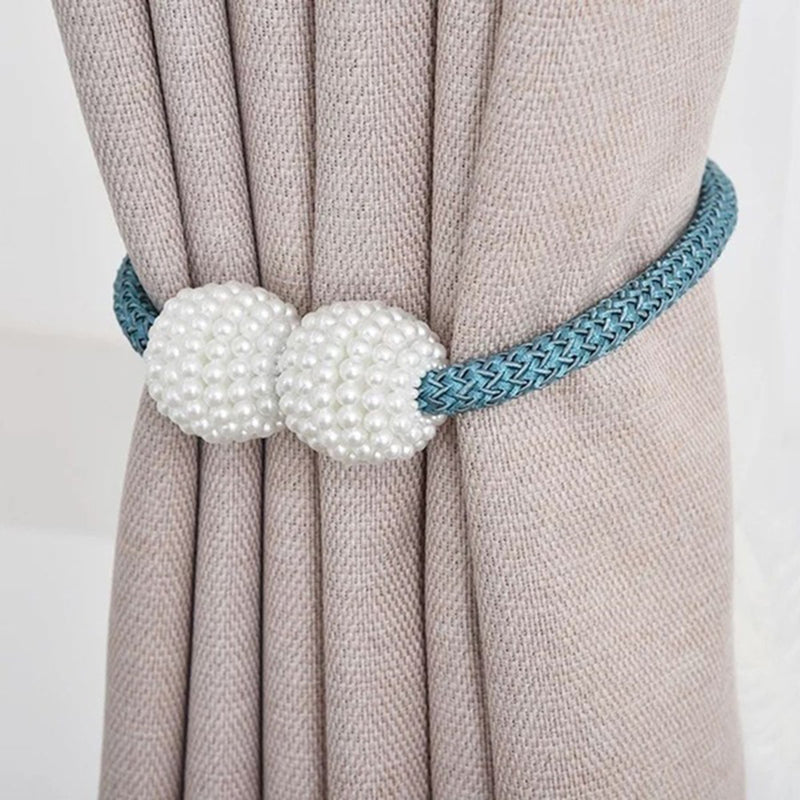 2Pcs Magnetic Pearl Ball Window Curtain Buckle Holder Tieback Tie Backs Clips
