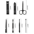12 Pcs Nail Clipper Set Stainless Steel Leather Black Nail Art Set