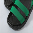 Women Black Thick Flat With Sandals Students Rome Fashion Pregnant PU Rubber Shoes