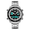 SKMEI 1204 Dual Dsplay Digital Watch Men Stainless Steel Strap Luminous Alarm Outdoor Sport Watch