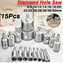 10pcs 6-30mm or 15pcs 6-50mm Diamond Hole Saw Cutter Set Drill Bit For Tile Marble Glass