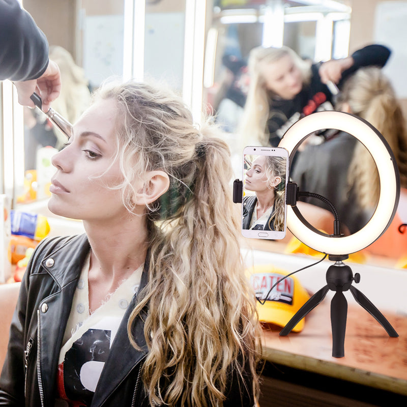 Ring Light LED Makeup Ring Lamp USB Portable Selfie Ring Lamp Phone Holder Tripod Stand Photography Lighting