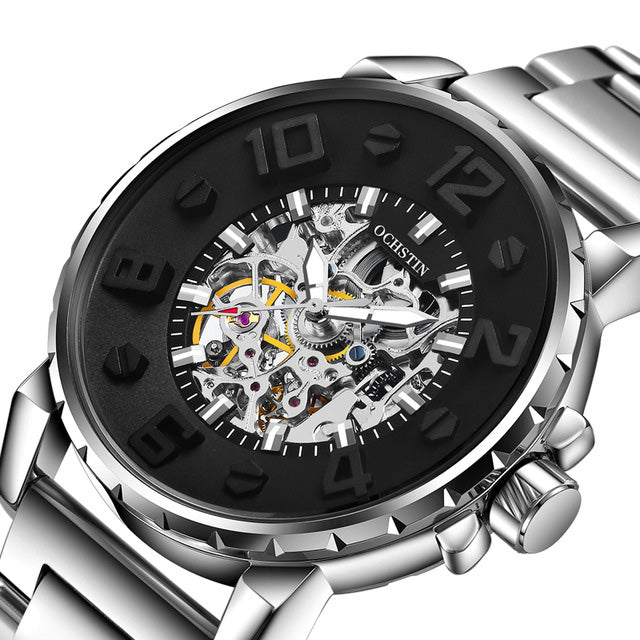 OCHSTIN 62004B 3D Dial Case Design Automatic Mechanical Watches Skeleton Stainless Men Watch