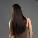NAWOMI Long Straight 100% Kanekalon Synthetic Wig Capless Dark Brown Smooth Middle Bang