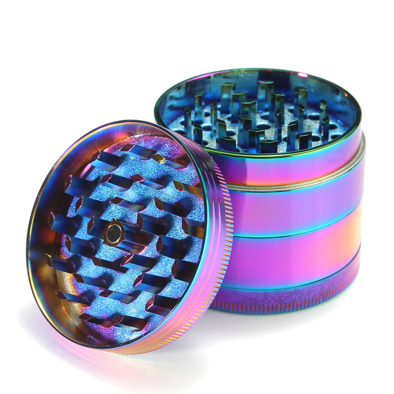 2 Inch 4 Piece Rainbow Spice Grinder Smoke Crusher Metal Herb Grinder Zinc Alloy