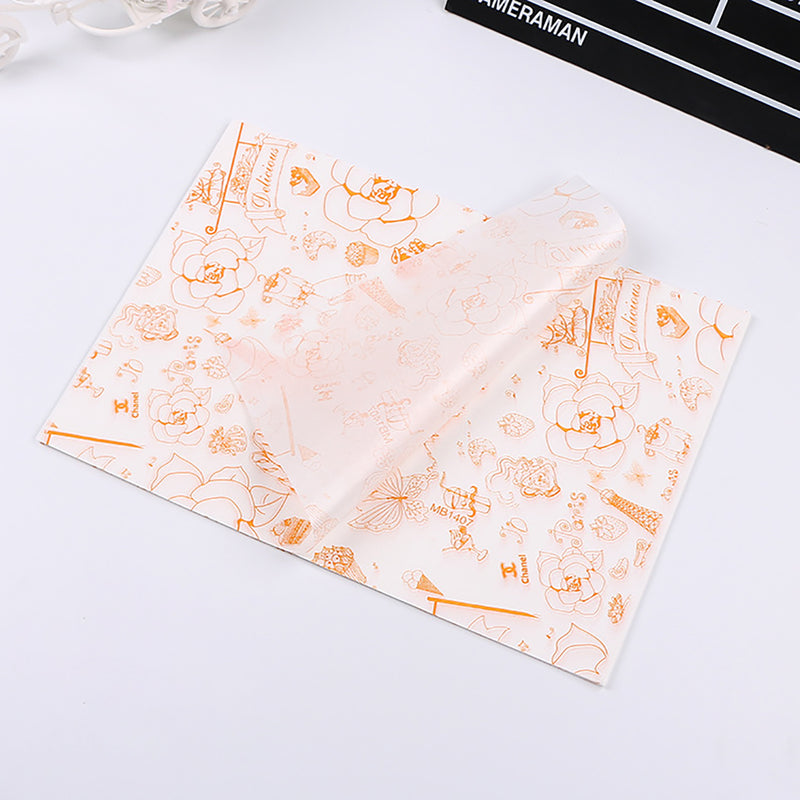 100pcs Kinds of Printed Greaseproof Baking Wax Weigh Paper Sandwich Hamburger Wrapping