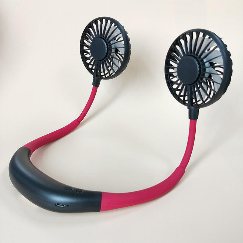LED Personal Fan Hands-free Min Fan Aromatherapy Portable Li-ion Battery USB Rechargable Hanging Neck Sport Fan Mini Air Fan - Blue
