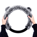 3Pcs 37-38cm Long Wool Plush Car Steering Wheel Covers Winter Warm Cushion Universal