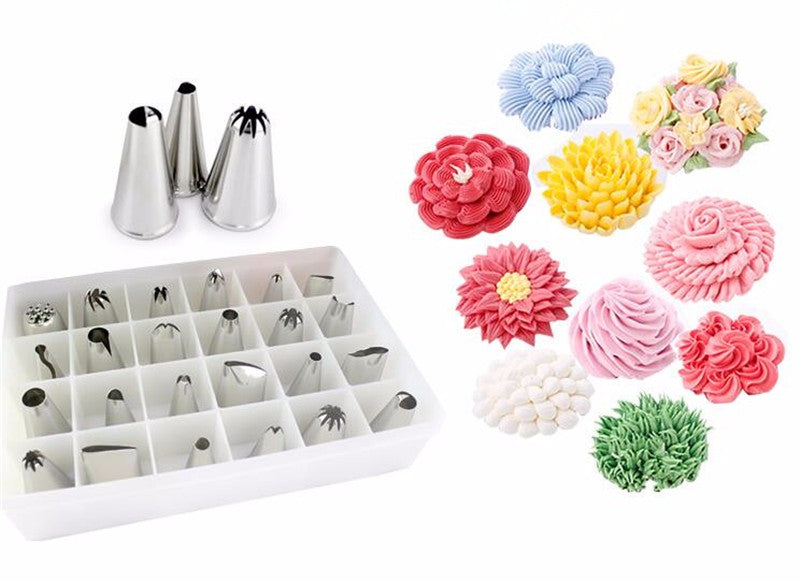 Honana CF-PT02 24Pcs Flower Pastry Cake Icing Piping Nozzles Decorating Tips Cake Baking Tools