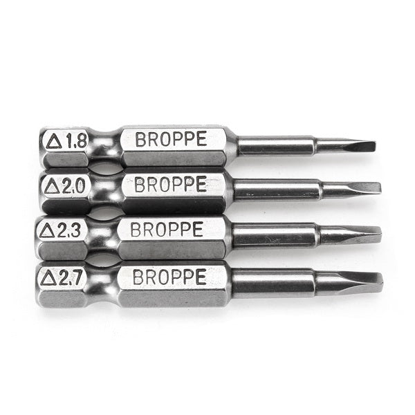 Broppe 4pcs 50mm 1.8-2.7 1/4 Inch Hex Shank Magnetic Triangle Screwdriver Bits