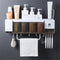 2/4 Cups Automatic Toothpaste Dispenser Wall-mounted Toothbrush Holder Towel Holder