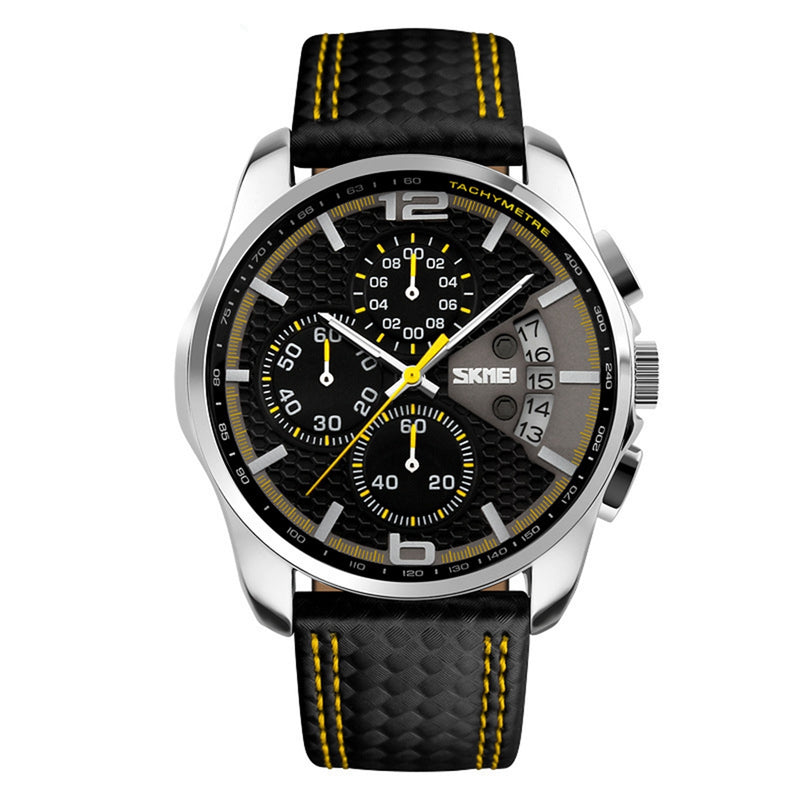 SKMEI 9106 5ATM Waterproof Sport Men Watch Calendar Function Stopwatch Quartz Watch