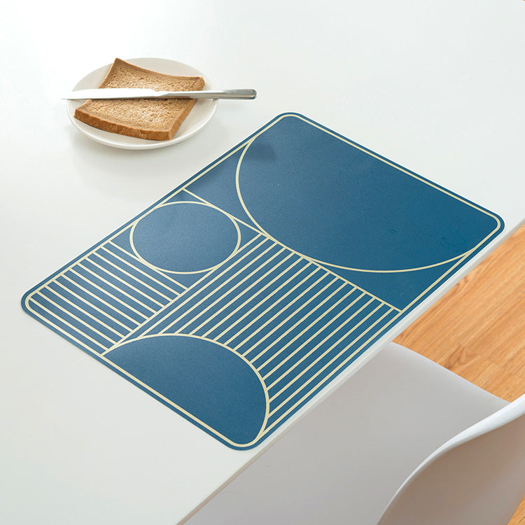 Home Waterproof Grease Proof Simple Geometry Pattern Heat Resistant Insulating Placemat