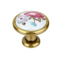 Tulip Pattern Round Ceramic Kitchen Cabinet Cupboard Handles Pull Knob