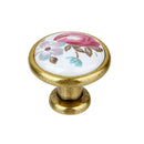 Tulip Pattern Round Ceramic Kitchen Cabinet Cupboard Handles Pull Knob