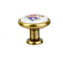 Flowers Pattern Round Ceramic Kitchen Cabinet Cupboard Handles Pull Knob
