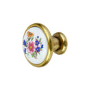 Flowers Pattern Round Ceramic Kitchen Cabinet Cupboard Handles Pull Knob