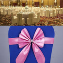 Elastic Sash Band Chair Back Wedding Bowknot Bow Ribbon Decoration for Hotel Restaurant Wedding Party Chair Decor Pink