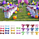 Elastic Sash Band Chair Back Wedding Bowknot Bow Ribbon Decoration for Hotel Restaurant Wedding Party Chair Decor Pink