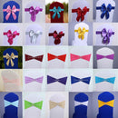 Elastic Sash Band Chair Back Wedding Bowknot Bow Ribbon Decoration for Hotel Restaurant Wedding Party Chair Decor Pink