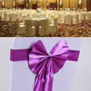 Elastic Sash Band Chair Back Wedding Bowknot Bow Ribbon Decoration for Hotel Restaurant Wedding Party Chair Decor Fuchsia