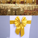 Elastic Sash Band Chair Back Wedding Bowknot Bow Ribbon Decoration for Hotel Restaurant Wedding Party Chair Decor Golden