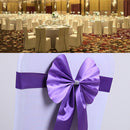 Elastic Sash Band Chair Back Wedding Bowknot Bow Ribbon Decoration for Hotel Restaurant Wedding Party Chair Decor Violet