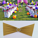 Gold Spandex Chair Sashes Bows Elastic Chair Bands with Buckle Slider Sashes Bows For Dining Banquet Wedding Decorations